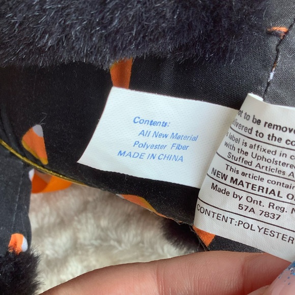 Black Stuffed Cat with Orange Bow and Candy Corn Outfit Halloween Kitty - Picture 7 of 9